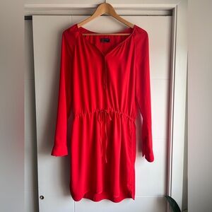 Gap Red V-Neck Long Sleeve Sheath Dress